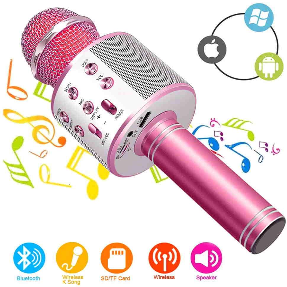 Караоке микрофон WS-858 Розовый - фото 1 - id-p138157955