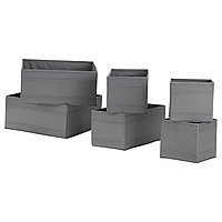 IKEA/ СКУББ Набор коробок, 6 шт., темно-серый