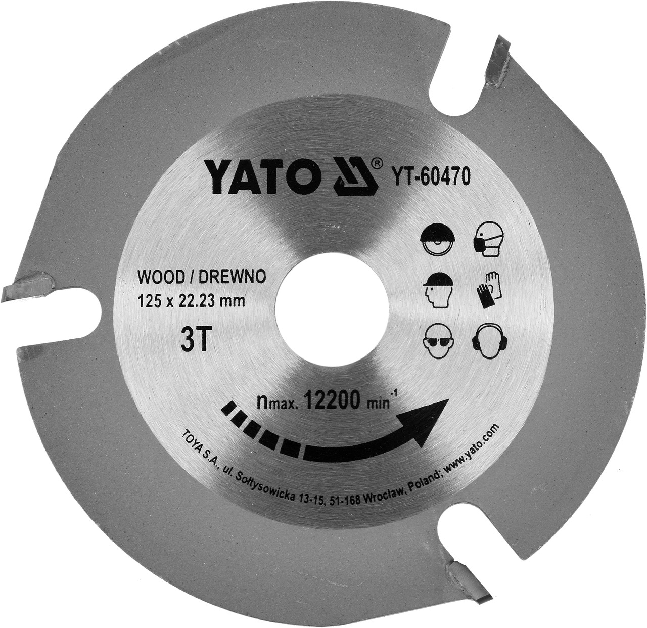 Диск пильный с напаянными зубцами из твёрд.сплавов 125/22 3Т "Yato" YT-60470
