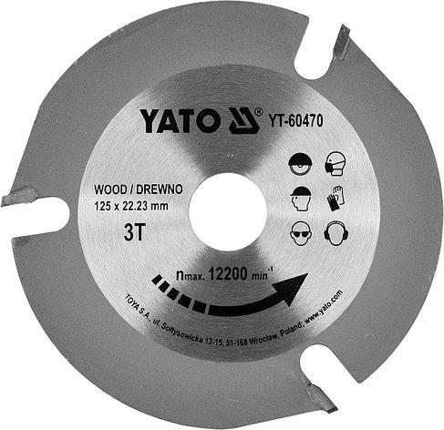 Диск пильный с напаянными зубцами из твёрд.сплавов 125/22 3Т "Yato" YT-60470, фото 2