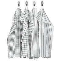РИННИГ Полотенце кухонное, белый/темно-серый/с рисунком45x60 см