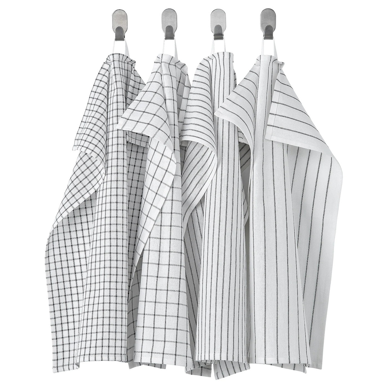IKEA/ РИННИГ Полотенце кухонное, белый/темно-серый/с рисунком45x60 см