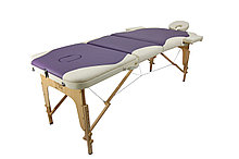 Массажный стол Atlas Sport 70 см складной 3-с деревянный (кремово-фиолетовый), сумка