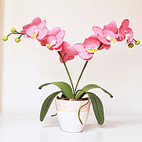 Орхидея розовая в горшочке (искусственный цветок)