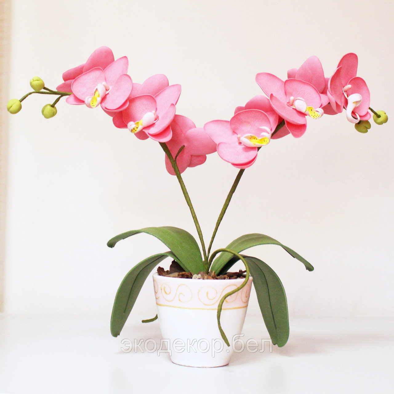 Орхидея розовая в горшочке (искусственный цветок) - фото 1 - id-p138221453