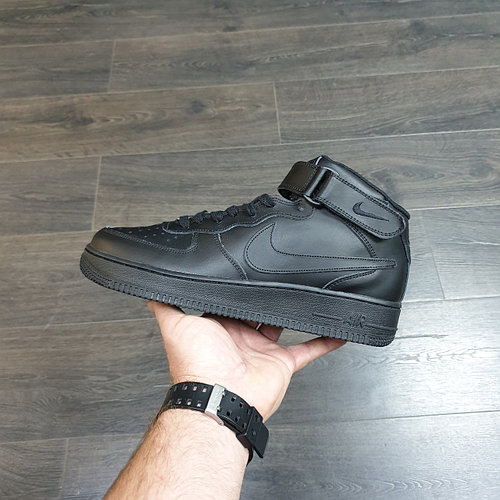 Кроссовки Nike Air Force 1 Mid Black зимние с мехом