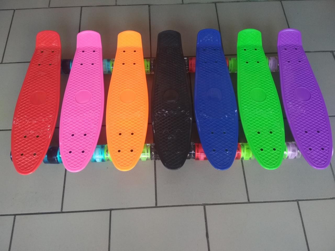 Детский скейт "Пенни борд" ( роликовая доска для детей и подростков ) светящиеся колёса длина 56 - фото 2 - id-p138258726