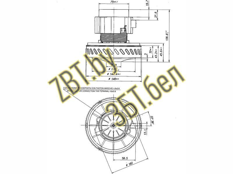 Двигатель ( мотор ) для пылесоса Karcher, Rowenta 11ME39 / 1200w, H=138, h43/50, D145, d79 - фото 6 - id-p35828077