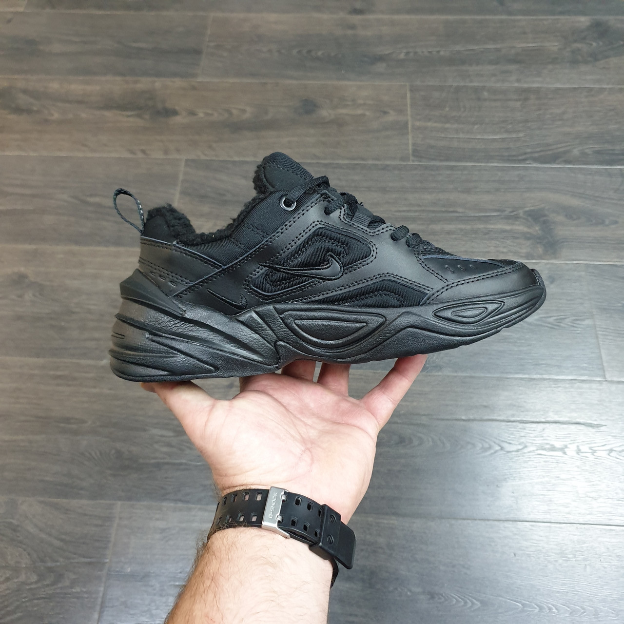 Кроссовки Nike M2K Tekno Full Black с мехом - фото 4 - id-p138209737