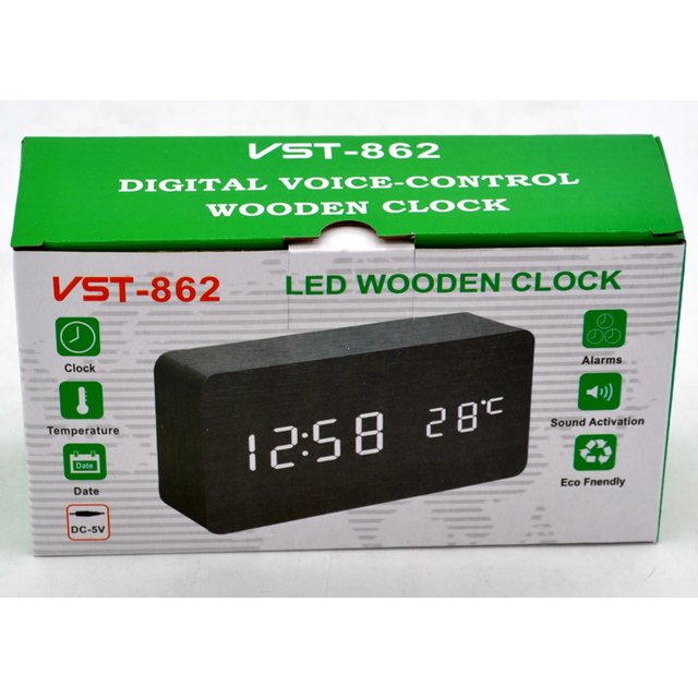 Настольные часы Led Wooden Clock VST-862 под дерево - фото 8 - id-p138347345