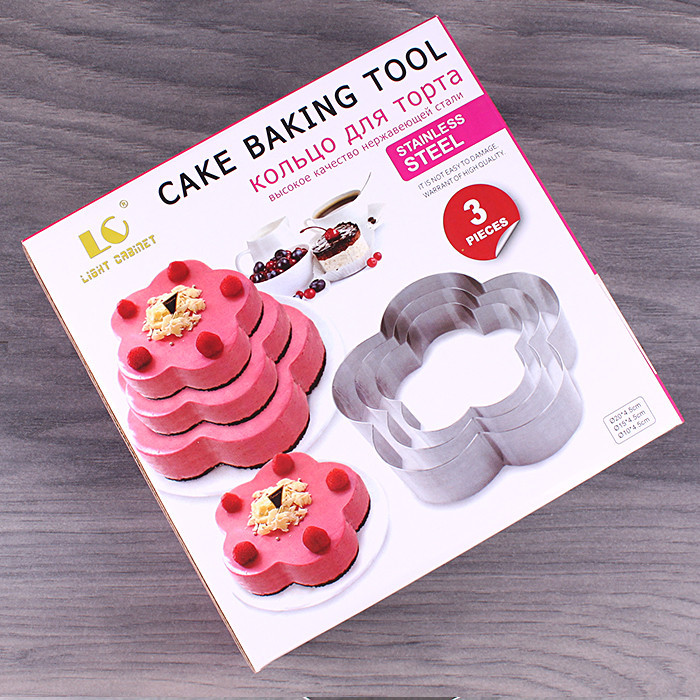 Кольца для торта из нержавеющей стали Cake Baking Tool (3 шт) Цветок - фото 2 - id-p138350538