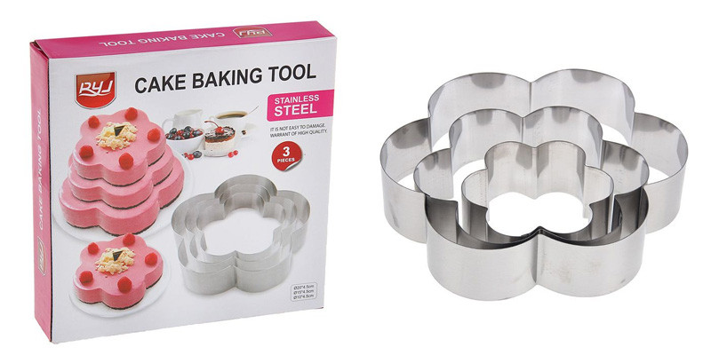 Кольца для торта из нержавеющей стали Cake Baking Tool (3 шт) Цветок - фото 3 - id-p138350538