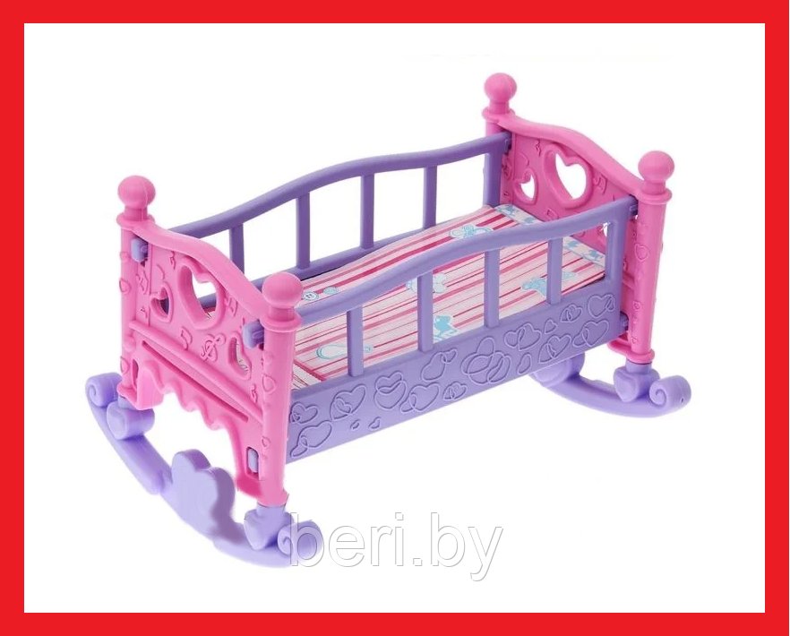 889-194 Кроватка для кукол Беби Бон, игрушечная кроватка, от 3 лет, для кукол до 40 см - фото 1 - id-p138289089