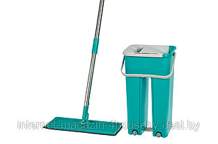 Самоочищающаяся швабра Easy Flat Mop, бирюзовая (Комплект для уборки с системой полоскания и отжима)