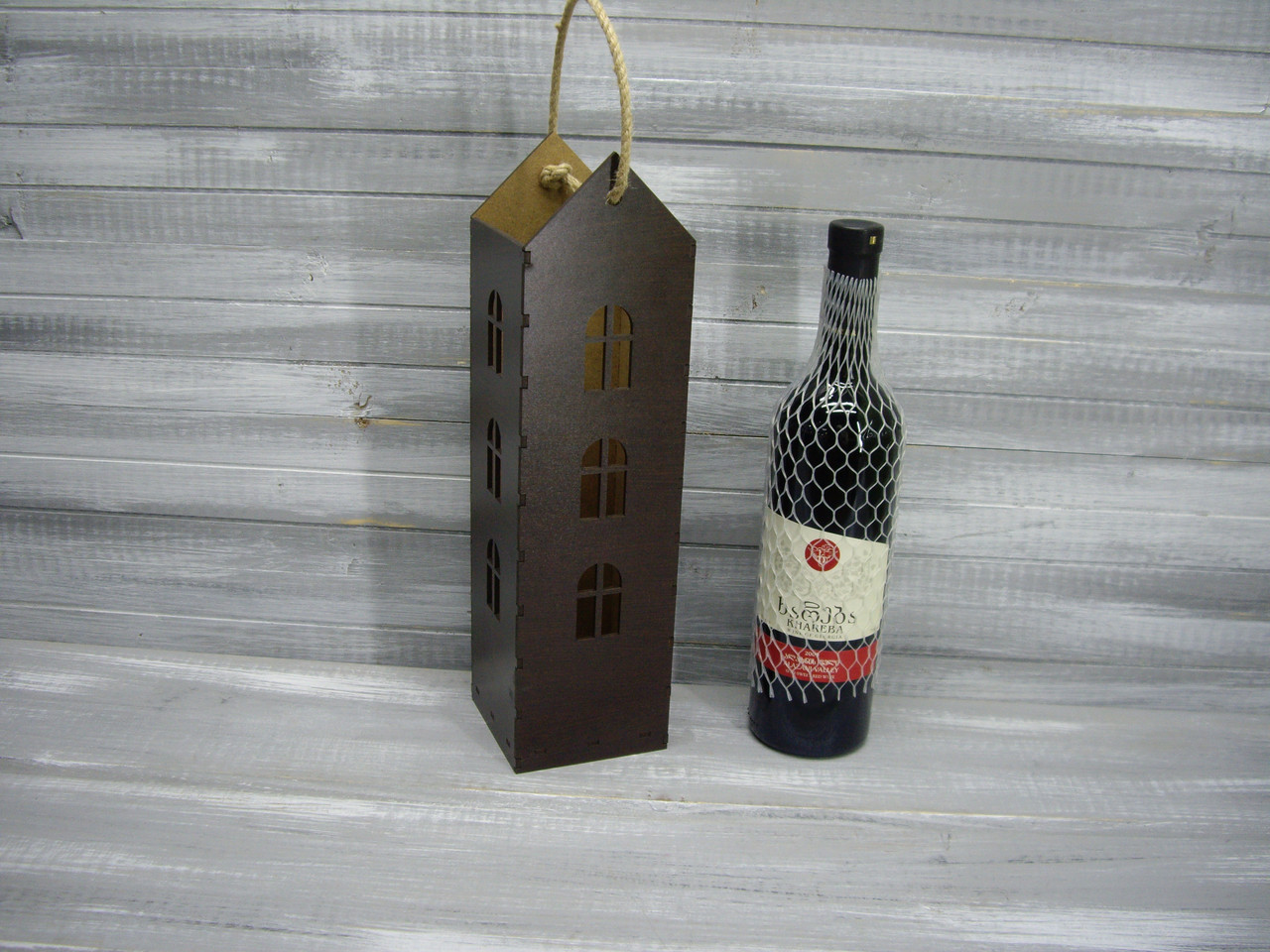 "Домик" для бутылки с большими окнами, цвет: венге - фото 3 - id-p138371137