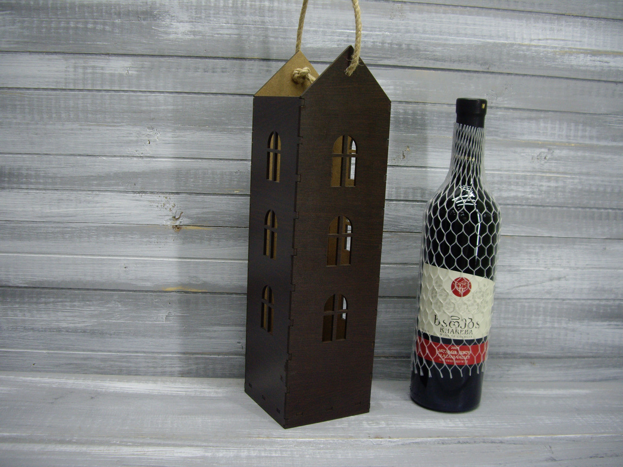 "Домик" для бутылки с большими окнами, цвет: венге - фото 2 - id-p138371137