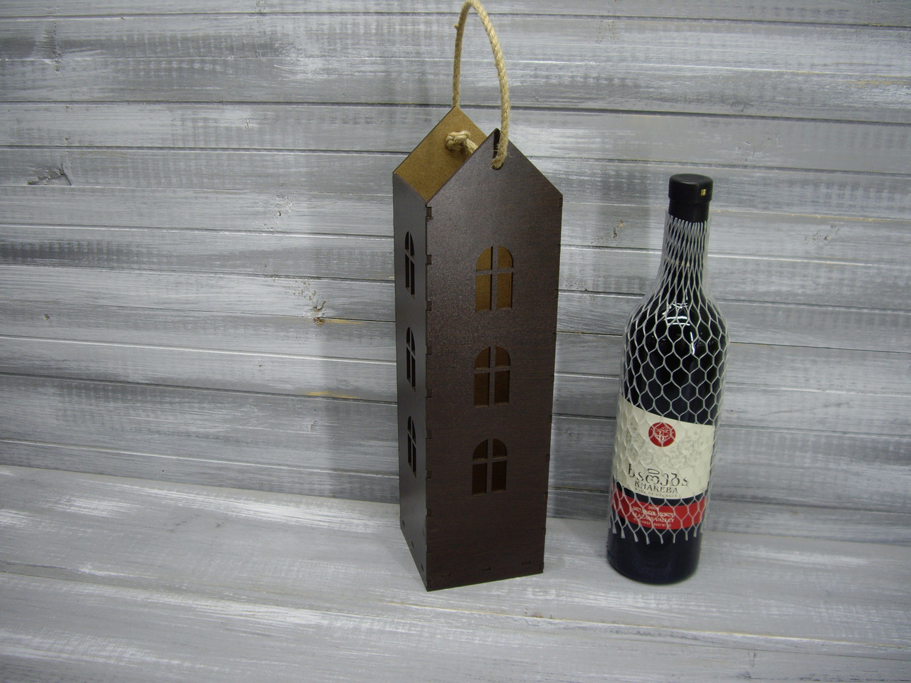 "Домик" для бутылки с большими окнами, цвет: венге - фото 4 - id-p138371137