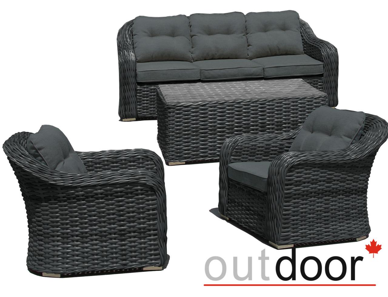 Комплект мебели из ротанга OUTDOOR широкое плетение графит - фото 3 - id-p138380225