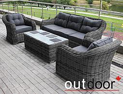 Комплект мебели из ротанга OUTDOOR широкое плетение графит