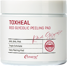 Пилинг-подушечки косметические, пропитанные тоником ГЛИКОЛЕВЫЕ Toxheal Red Glyucolic Peeling (ESTHETIC HOUSE)