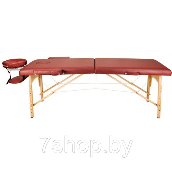 Массажный стол Atlas Sport складной 2-с 60 см деревянный + сумка в подарок (бургунди) - фото 2 - id-p138399831