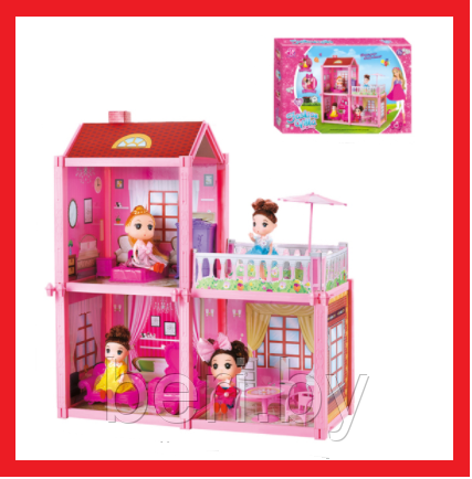 DSJ588-1 Дом для кукол, игровой домик, домик с мебелью, куклы, 85 деталей - фото 2 - id-p138393811