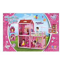 DSJ588-1 Дом для кукол, игровой домик, домик с мебелью, куклы, 85 деталей
