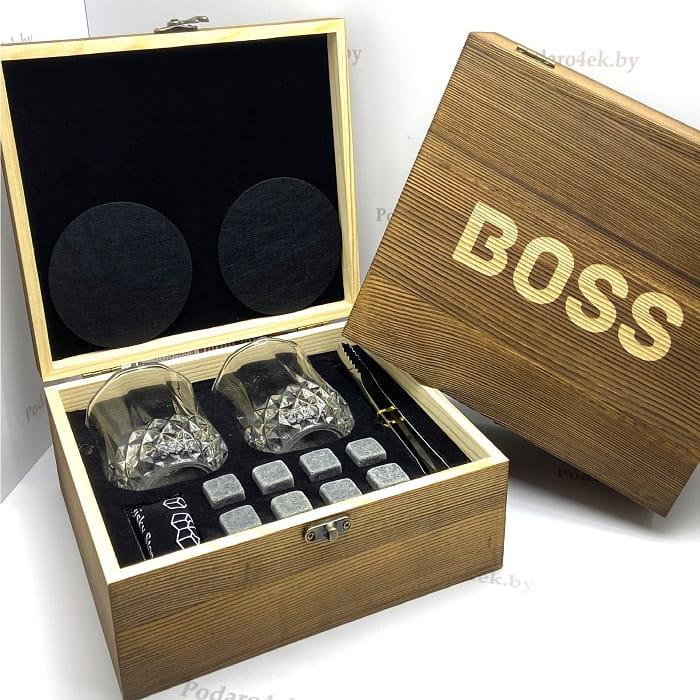 Подарочный набор для виски «BOSS» в деревянной коробке - фото 2 - id-p138423539