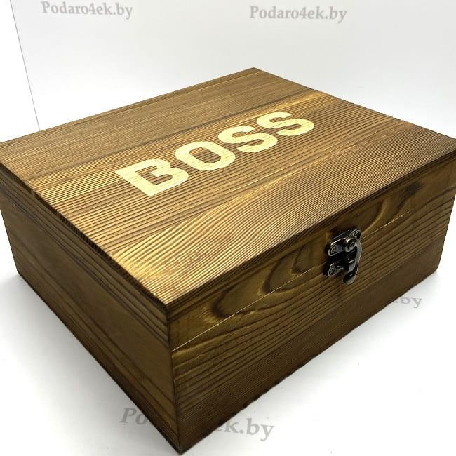 Подарочный набор для виски «BOSS» в деревянной коробке - фото 3 - id-p138423539