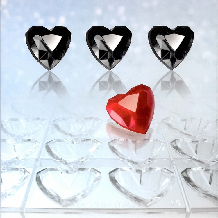 Форма для конфет "Бриллиантовое сердце", 24 ячейки (33х33 h15 мм) - фото 1 - id-p138433143