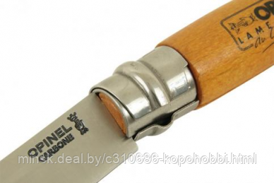 Нож Opinel №10, углеродистая сталь, рукоять из бука - фото 3 - id-p138459802
