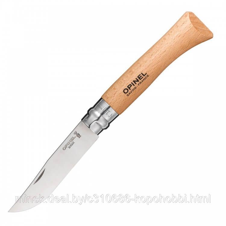 Нож Opinel №10, нержавеющая сталь, рукоять из бука - фото 1 - id-p138462651