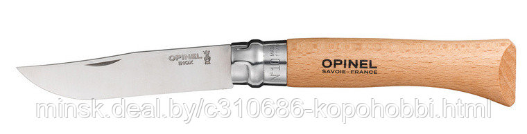 Нож Opinel №10, нержавеющая сталь, рукоять из бука - фото 3 - id-p138462651