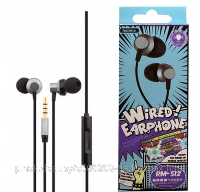 Наушники Remax RM-512 Wired Earphone - фото 1 - id-p130057202