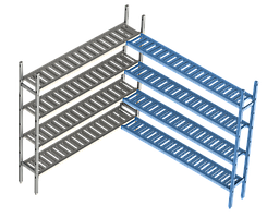Дополнительная угловая секция. 4 яруса (решетчатая полка) 400х1530х1500 мм