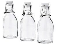 КОРКЕН Бутылка с пробкой, прозрачное стекло150мл 3шт