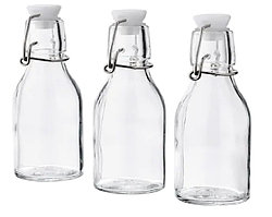 IKEA/ КОРКЕН Бутылка с пробкой, прозрачное стекло150мл 3шт