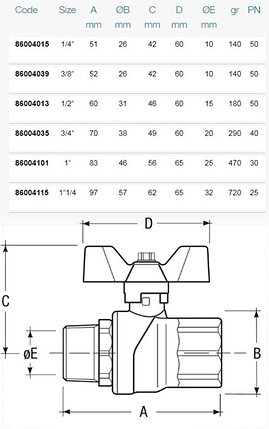 Кран шаровый вн./нар 1/2" F.I.V. EVOLUTION бабочка, фото 2