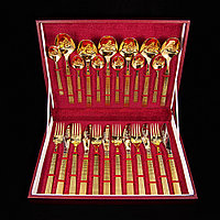 Набор столовый 24 предмета с художественной росписью с покрытием золотом
