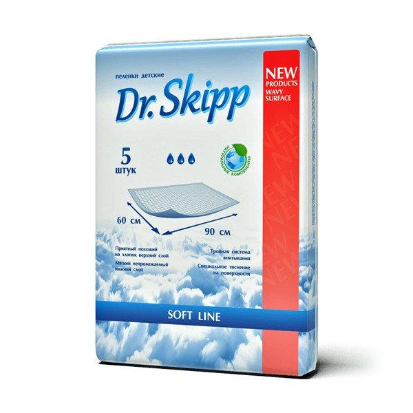 Одноразовые пеленки Dr. Skipp Soft line, 5 шт., 60x90см 3*