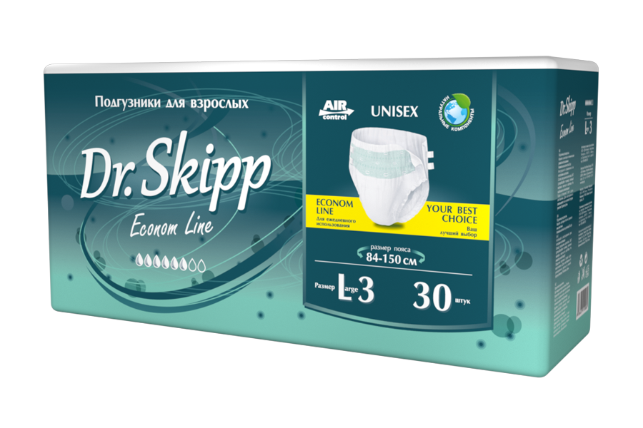 Подгузники для взрослых Dr. Skipp Econom Line, 30 шт., размер 3 - фото 1 - id-p138612437