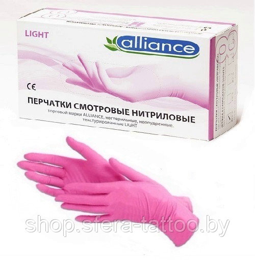 Перчатки Alliance нитриловые розовые (размер XL) - фото 1 - id-p138615299
