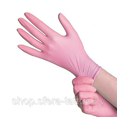 Перчатки Nitrile розовые нитриловые, 100 шт (размер XS / S / M) - фото 1 - id-p138615306