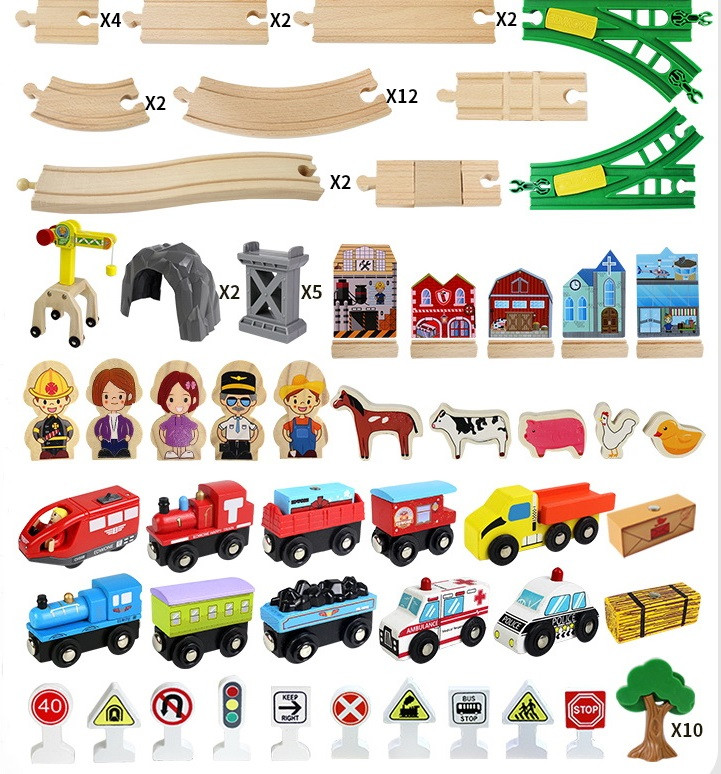 Детская железная дорога из дерева 110 предметов - фото 6 - id-p138615413