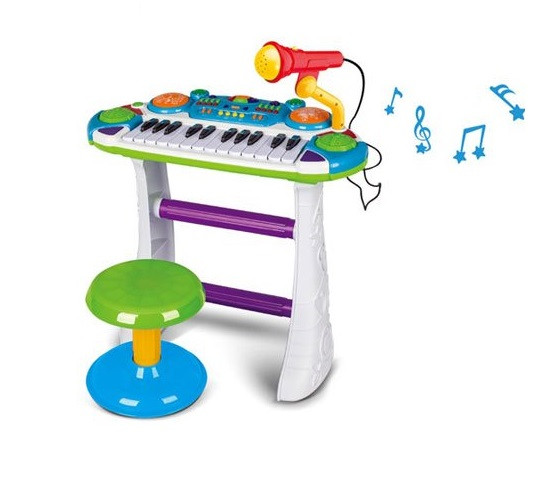 Детский синтезатор пианино со стульчиком и микрофоном (свет, звук) арт. BB335B