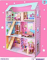 Домик для кукол DOLL HOUSE с мебелью, 3 этажа, 5 комнат, арт.B745