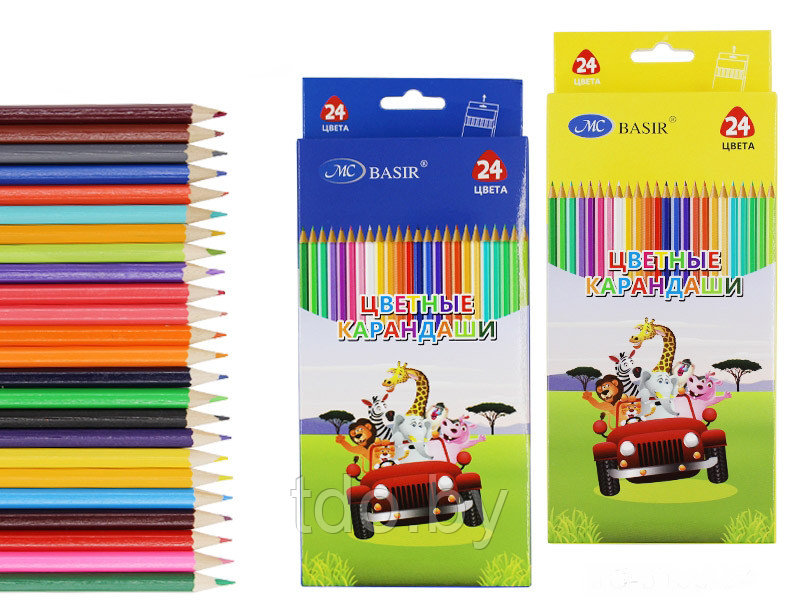 Набор цветных карандашей: "САФАРИ "; деревянные; шестигранный корпус; 24 цвета