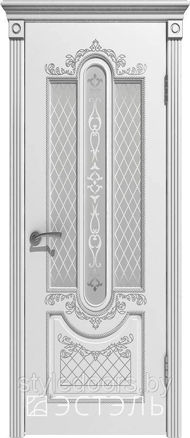 Александрия ДО 3D матовое 800*2000 Белая эмаль патина серебро