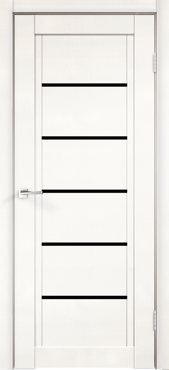 Дверное полотно Экошпон NEXT 1 900х2000 цвет Белый Эмалит стекло Лакобель черное Межкомнатная дверь - фото 1 - id-p137904882