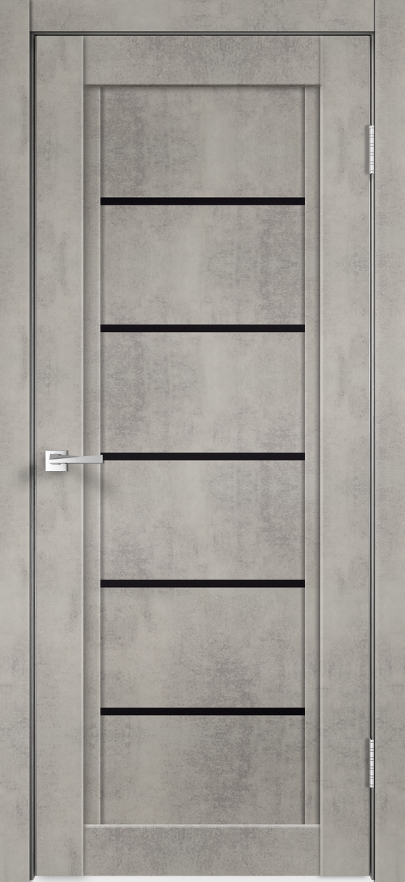 Дверное полотно Экошпон NEXT 1 800х2000 цвет Муар светло-серый стекло Лакобель черное